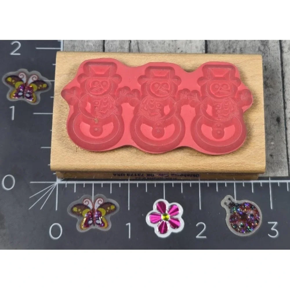 Stampabilities Cool Dudes Snowman FR1001 2.75X2.5 Rubber Stamp Wood #Q114